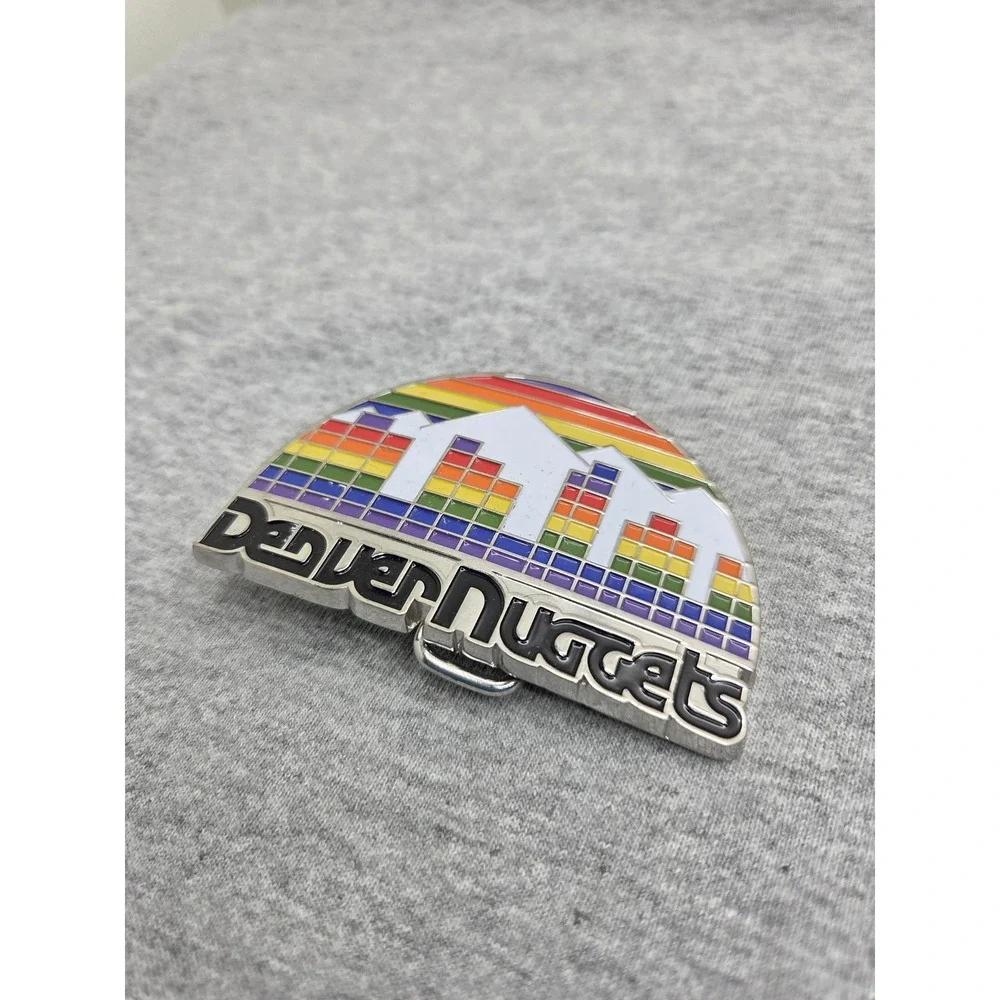 Vintage Denver Nuggets Large Skyline Enamel Basketball Belt Buckle NBA
